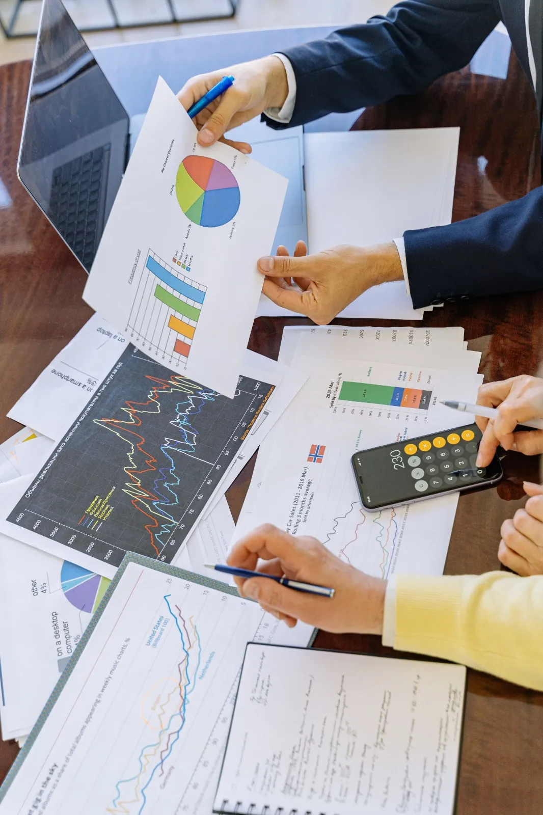 Team analyzing market charts